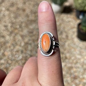 Sterling Silver Spiny Oyster Ring. Signed. Size 8.